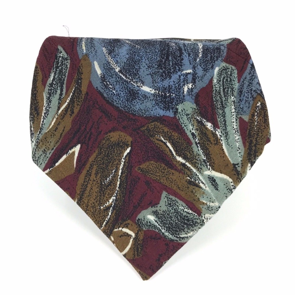 PAL ZILERI Tie Vintage Multicolor Abstract Plant 100% Silk Necktie Made In Italy